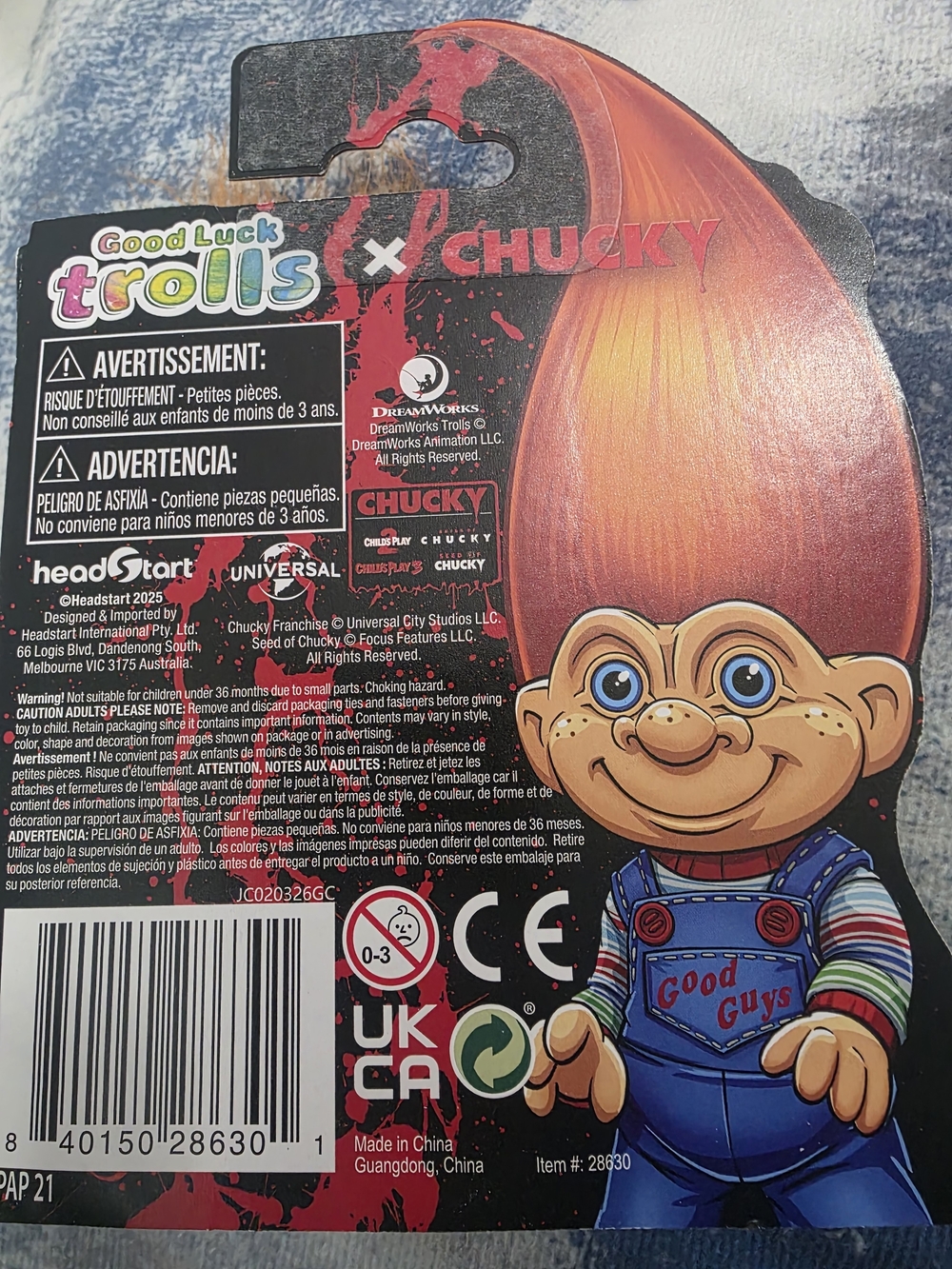Trolls x Chucky Orange Hair Collectible Troll Figure - Blue Outfit - Picture 3 of 3